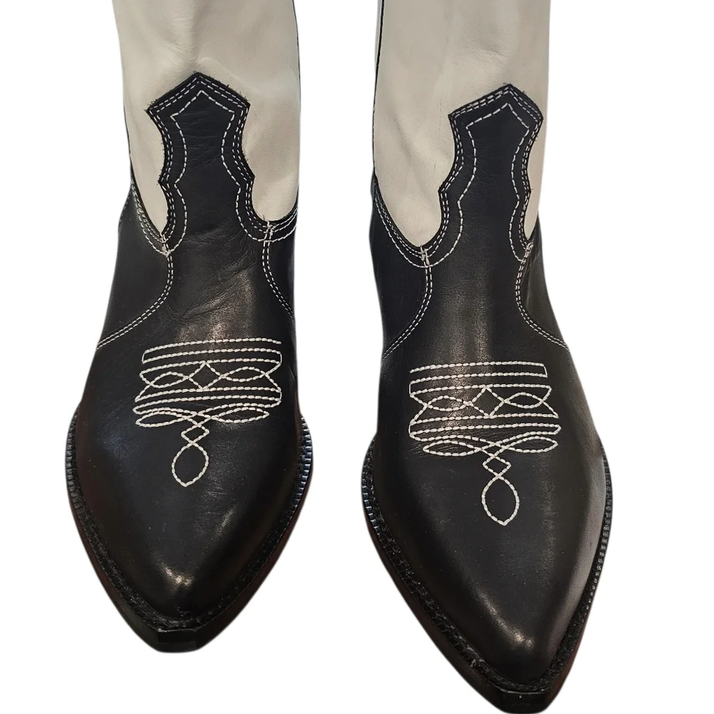 DKNY Women's Lukas Black and White Cowboy Boots - Picture 9 of 13